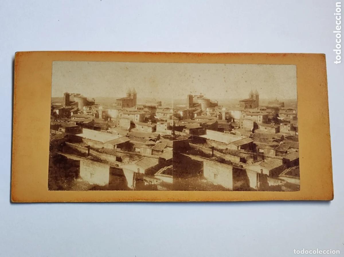 Fotograf&iacute;a antigua: Antigua foto estereoscopica panor&aacute;mica de la ciudad de Toledo