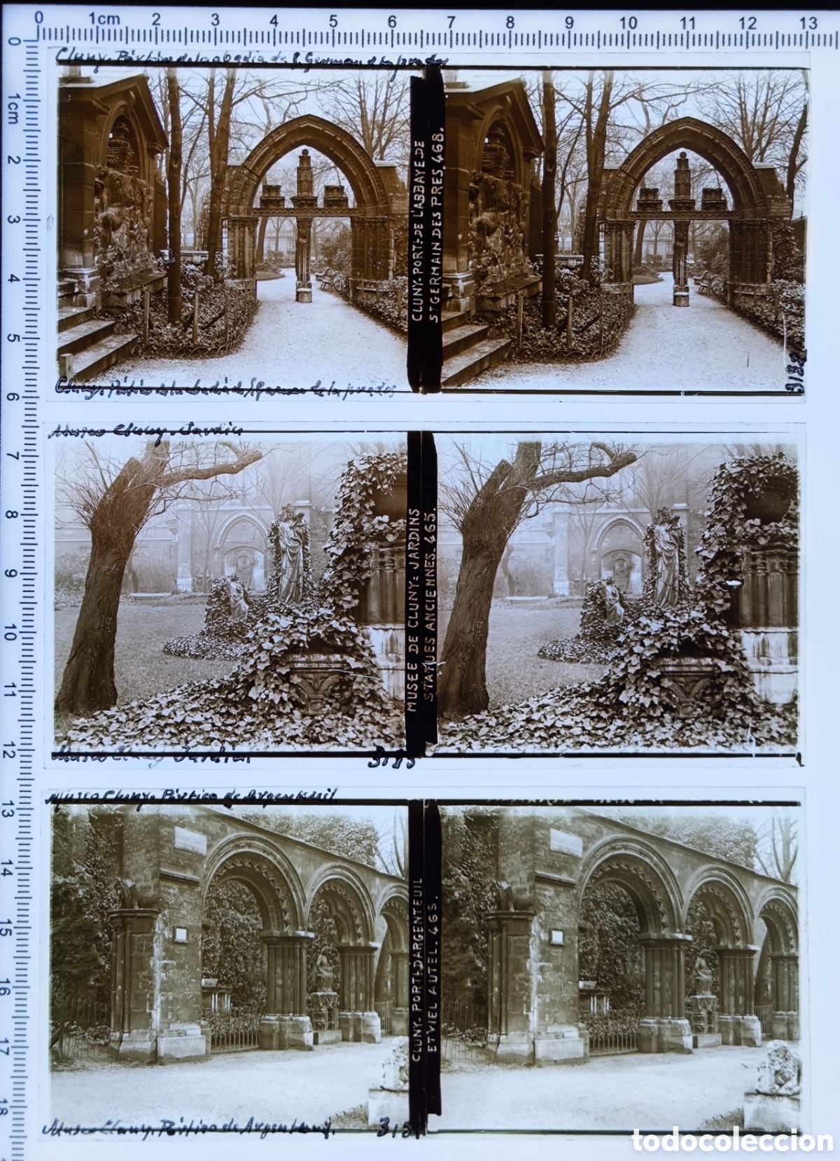 Fotografia antica: Antiguas placas cristal vidrio estereosc&oacute;pico Museo de Cluny Museo Nacional de la Edad Media Par&iacute;s