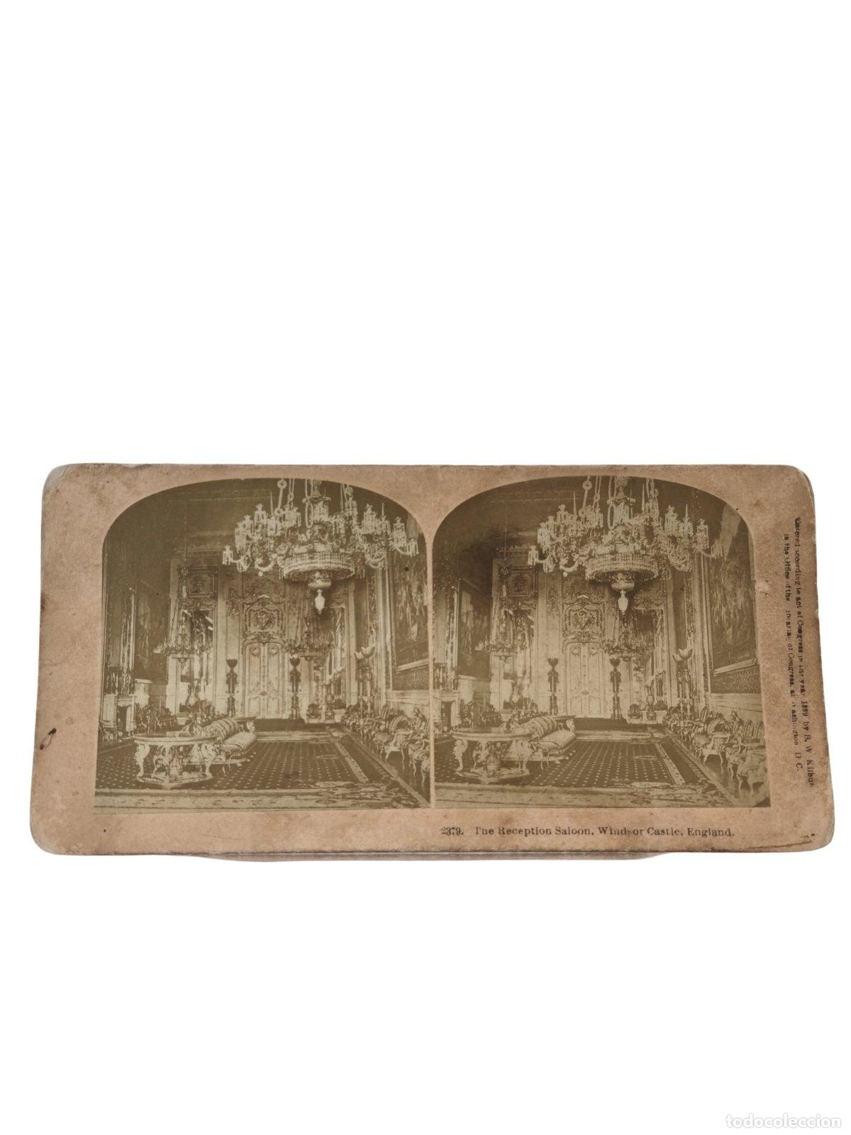 Antique Photography: Foto Estereosc&oacute;pica Antigua. The Reception Saloon Windsor Castle England. Sal&oacute;n de Recepciones Casti
