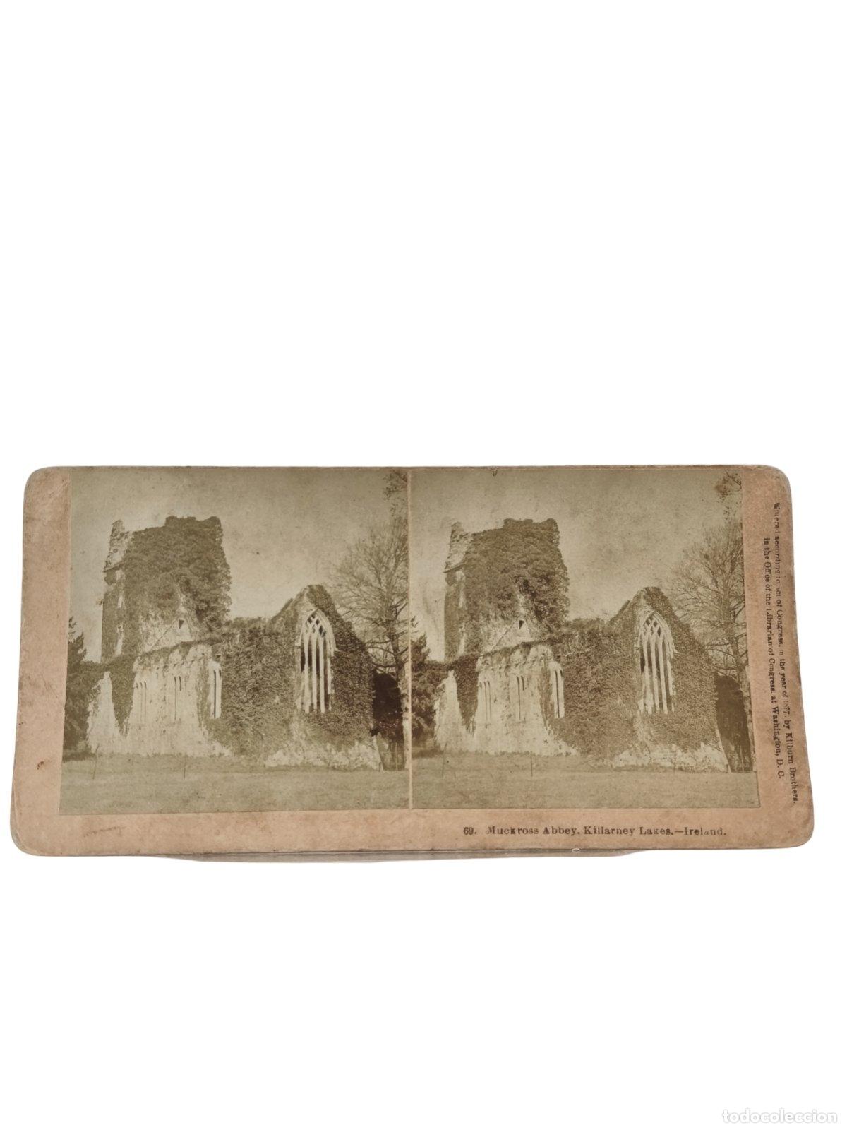 Fotografia antiga: Foto Estereosc&oacute;pica Antigua. Muckross Abbey Killarney Lakes Irlanda. Abad&iacute;a Ruinas. Kilburn Brothers