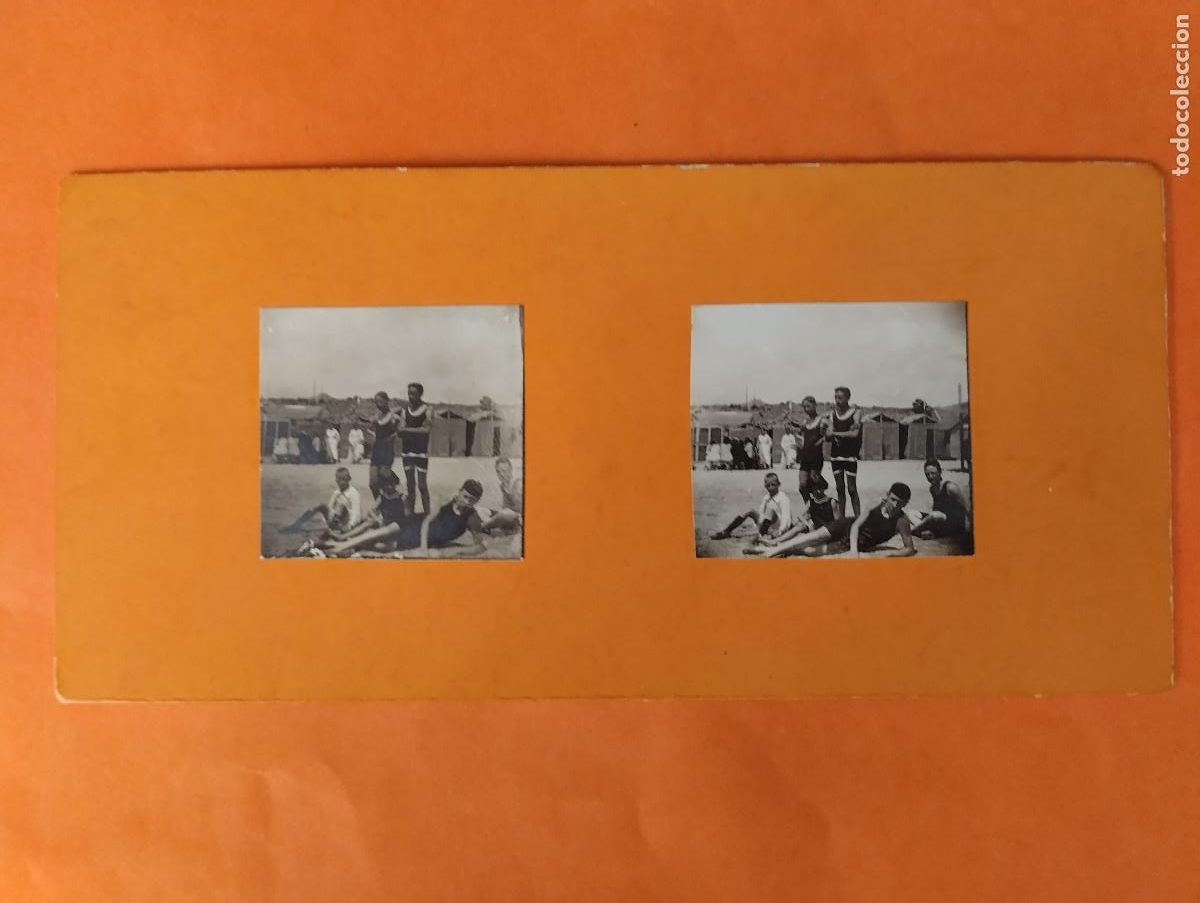 Antique Photography: Fotograf&iacute;a Estereosc&oacute;pica. Tarragona. Playa de Savinosa. a&ntilde;o 1920.