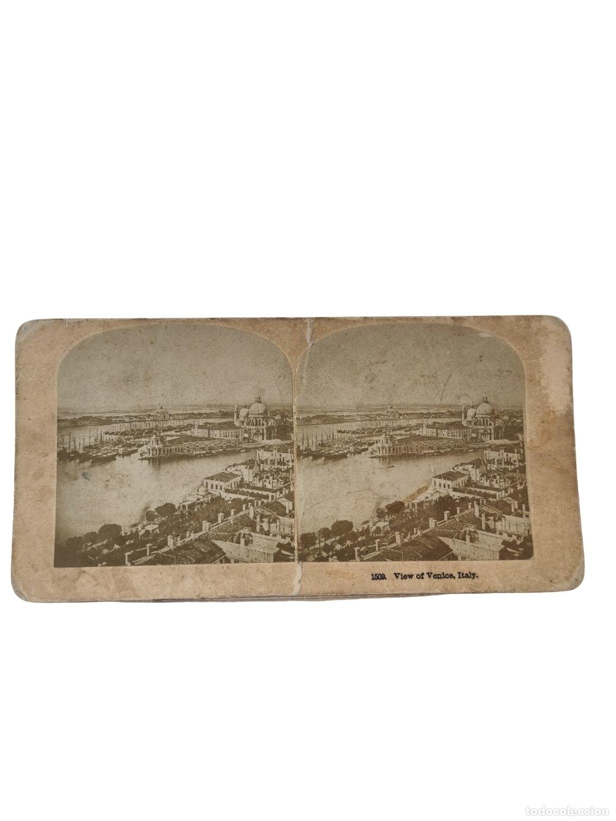 Fotograf&iacute;a antigua: Foto Estereosc&oacute;pica Antigua. View of Venice Italy Panor&aacute;mica Venecia Gran Canal Santa Maria della Sa