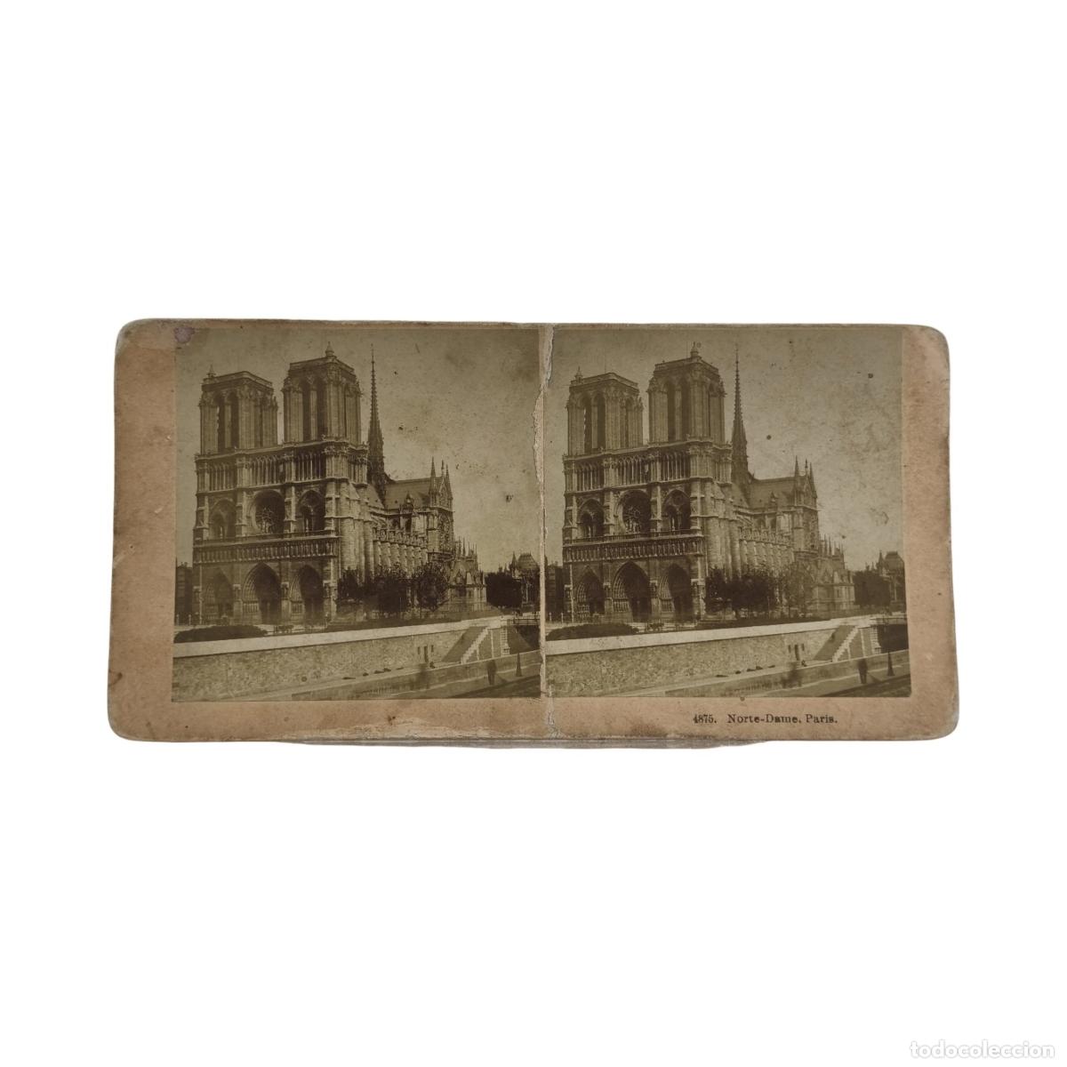 Fotograf&iacute;a antigua: Foto Estereosc&oacute;pica Antigua. Notre-Dame Paris Catedral de Notre Dame Par&iacute;s Francia Sena. Kilburn Bro