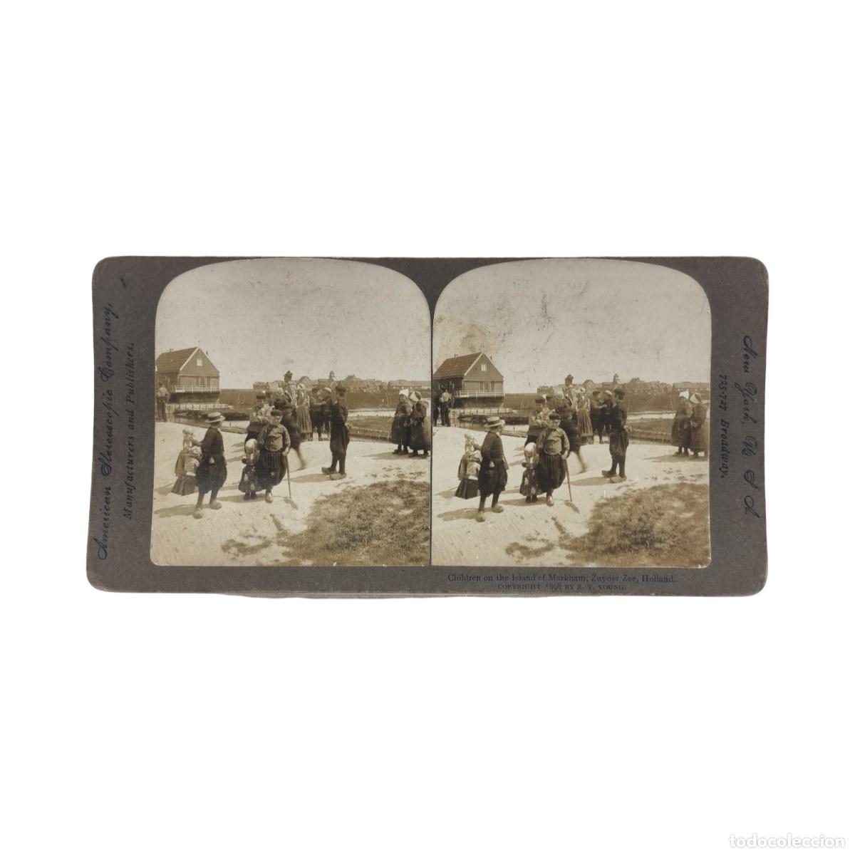 Foto Estereoscópica Antigua. Children on the Island of Markham Zuyder Zee Hol...