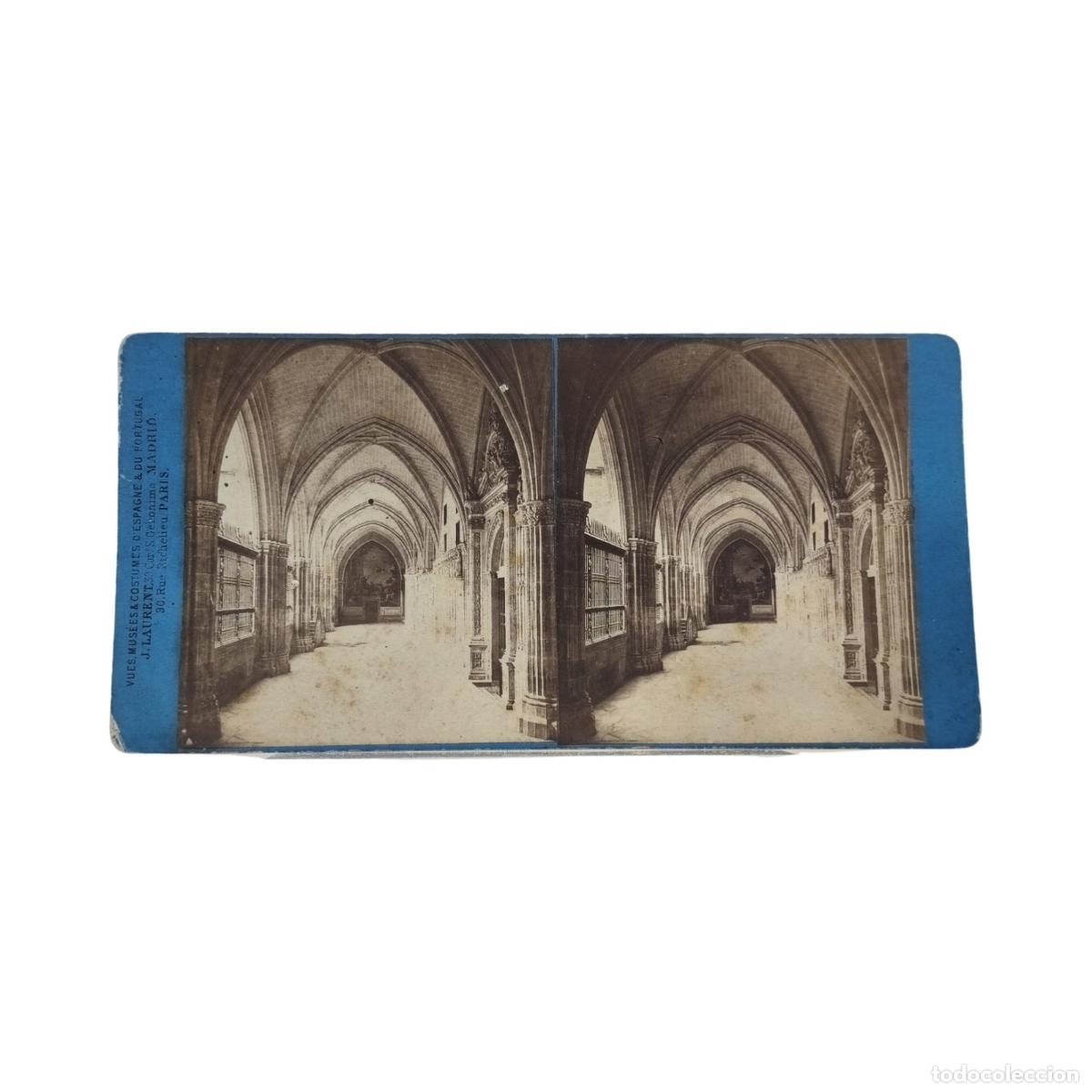 Fotograf&iacute;a antigua: Foto Estereosc&oacute;pica Antigua. Toledo Claustro Catedral Jean Laurent J. Laurent Madrid Paris c. 1870.
