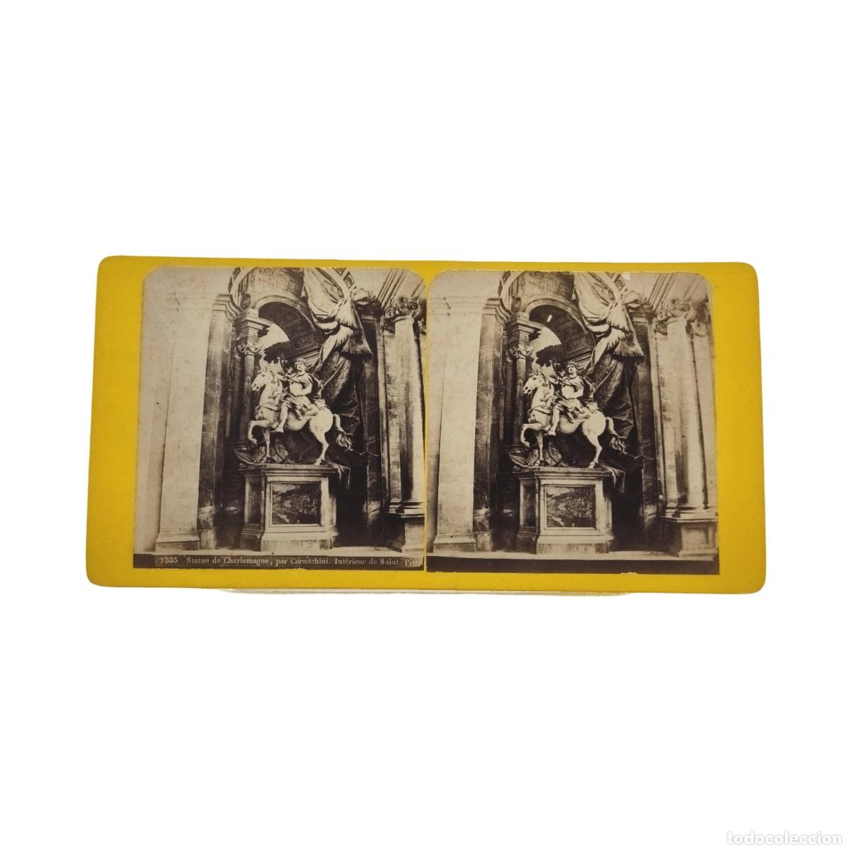 Fotograf&iacute;a antigua: Foto Estereosc&oacute;pica Antigua. 7335 Statue de Charlemagne par Cornacchini Int&eacute;rieur de Saint-Pierre Ro