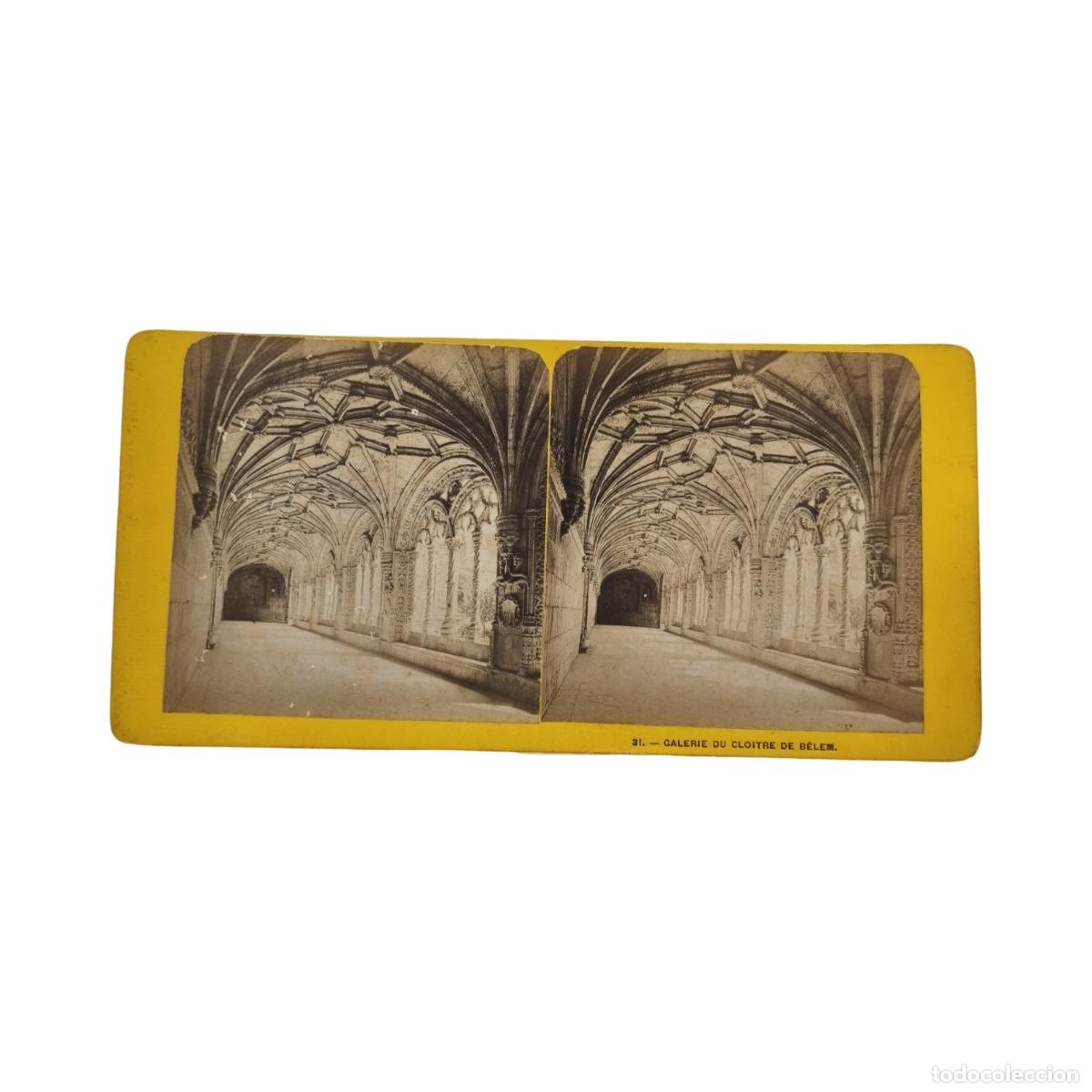 Fotografia antiga: Foto Estereosc&oacute;pica Antigua. 31. Galerie du Cloitre de B&eacute;lem Lisboa Portugal Collection L. L. Paris
