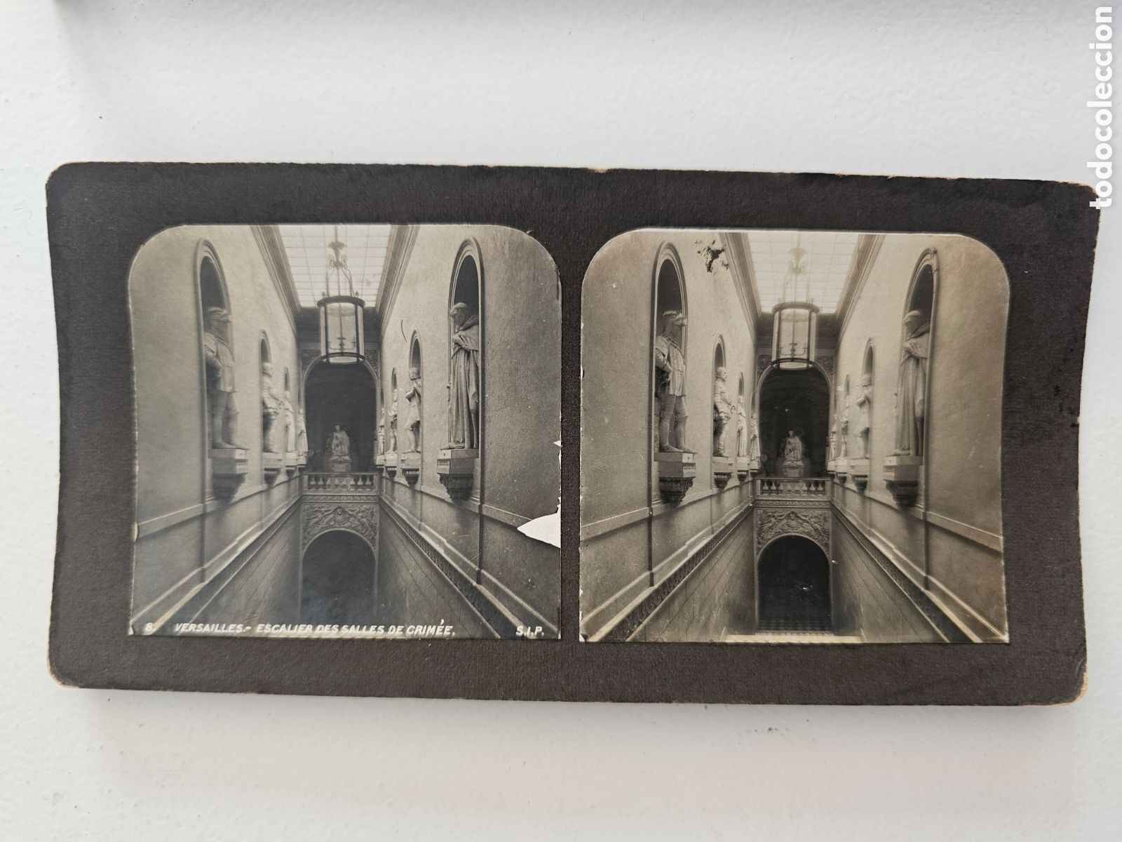Fotograf&iacute;a antigua: ​FOTO ESTEREOSC&Oacute;PICA PALACIO DE VERSALLES ESCALIER DES SALLES DE CRIM&Eacute;E S.I.P. C1900
