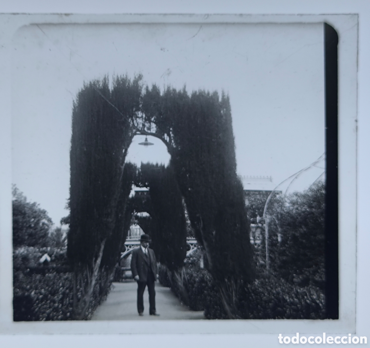 Fotograf&iacute;a antigua: Antigua placa cristal vidrio estereosc&oacute;pico Venta de Erita&ntilde;a Merendero R&eacute;plica Puente Triana Sevilla