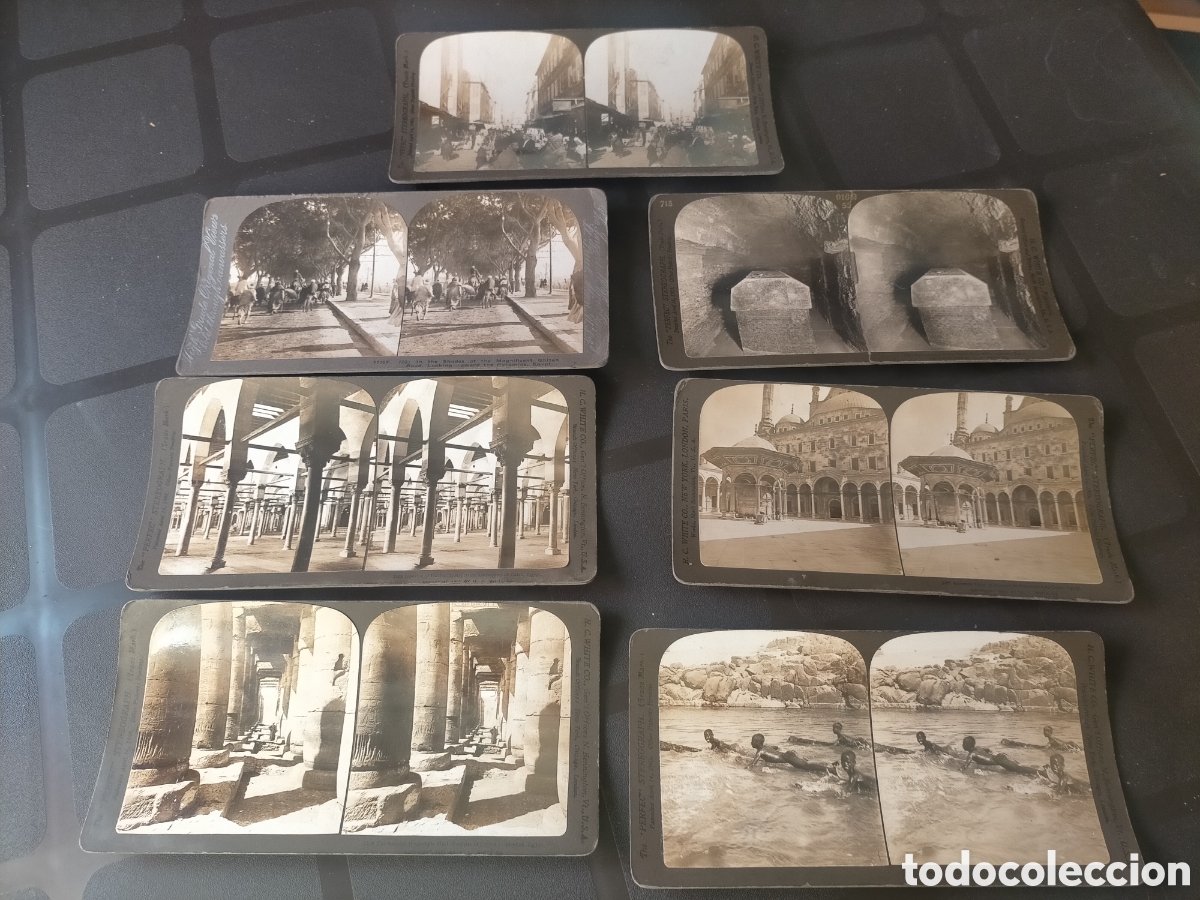 Fotograf&iacute;a antigua: Lote de estereosc&oacute;picas Egipto americanas 7 1904-7