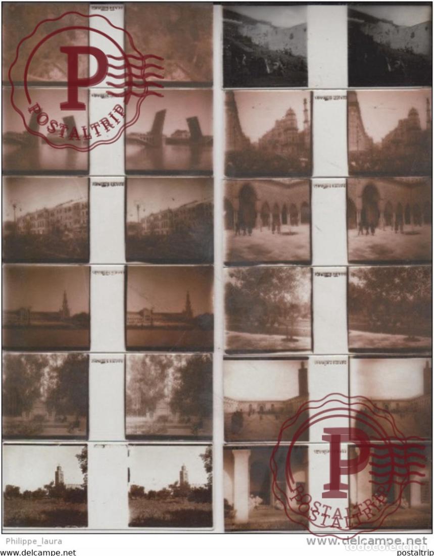 Fotograf&iacute;a antigua: LOTE ESPA&Ntilde;A MARUECOS ESPAGNE MAROC 1932 12 PLAQUES VERRE STEREO 45x107 VUES STEREOSCOPIQUES V&eacute;rasco