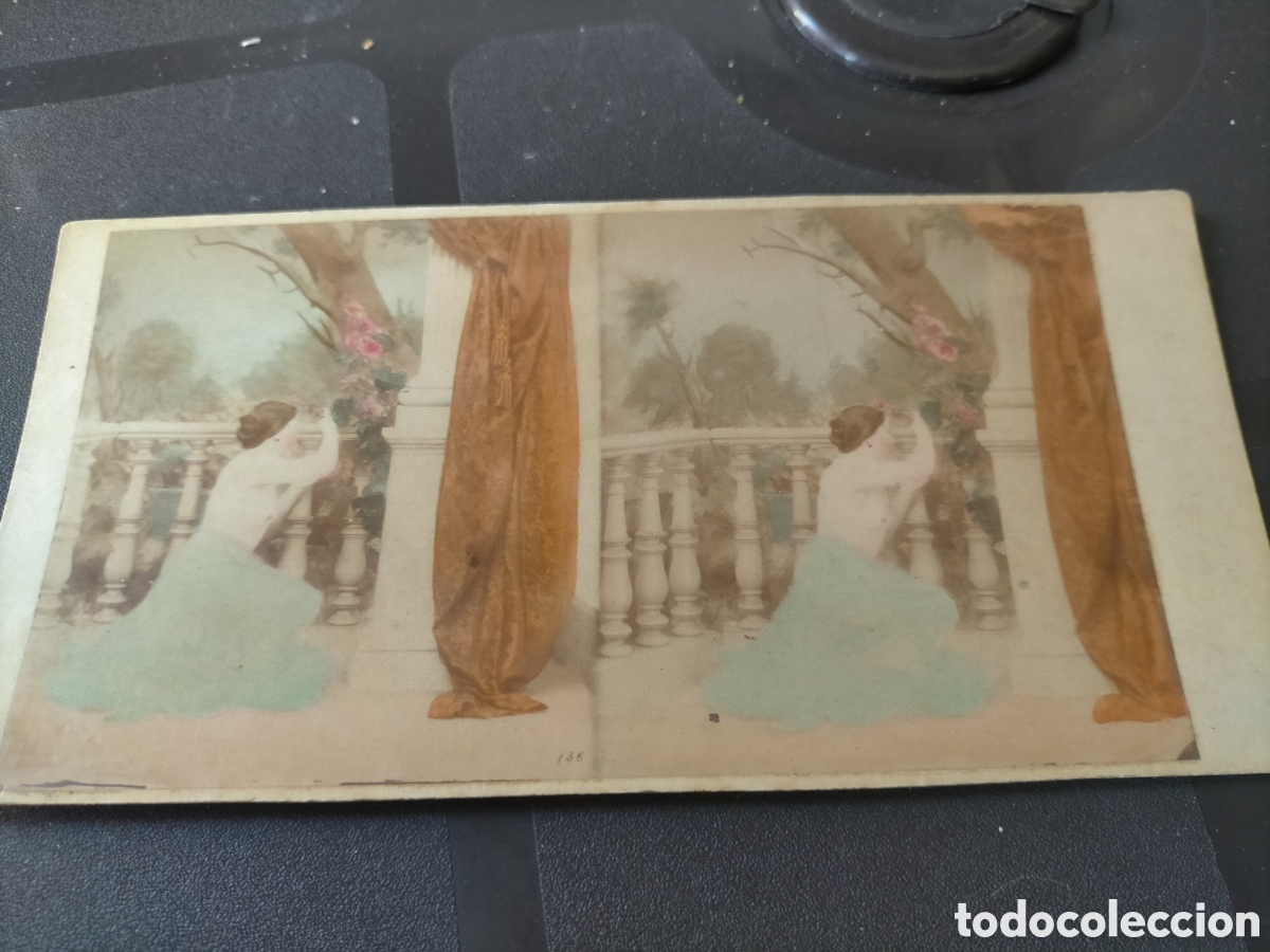 Fotograf&iacute;a antigua: Estereosc&oacute;pica er&oacute;tica &eacute;poca victoriana rara coloreada