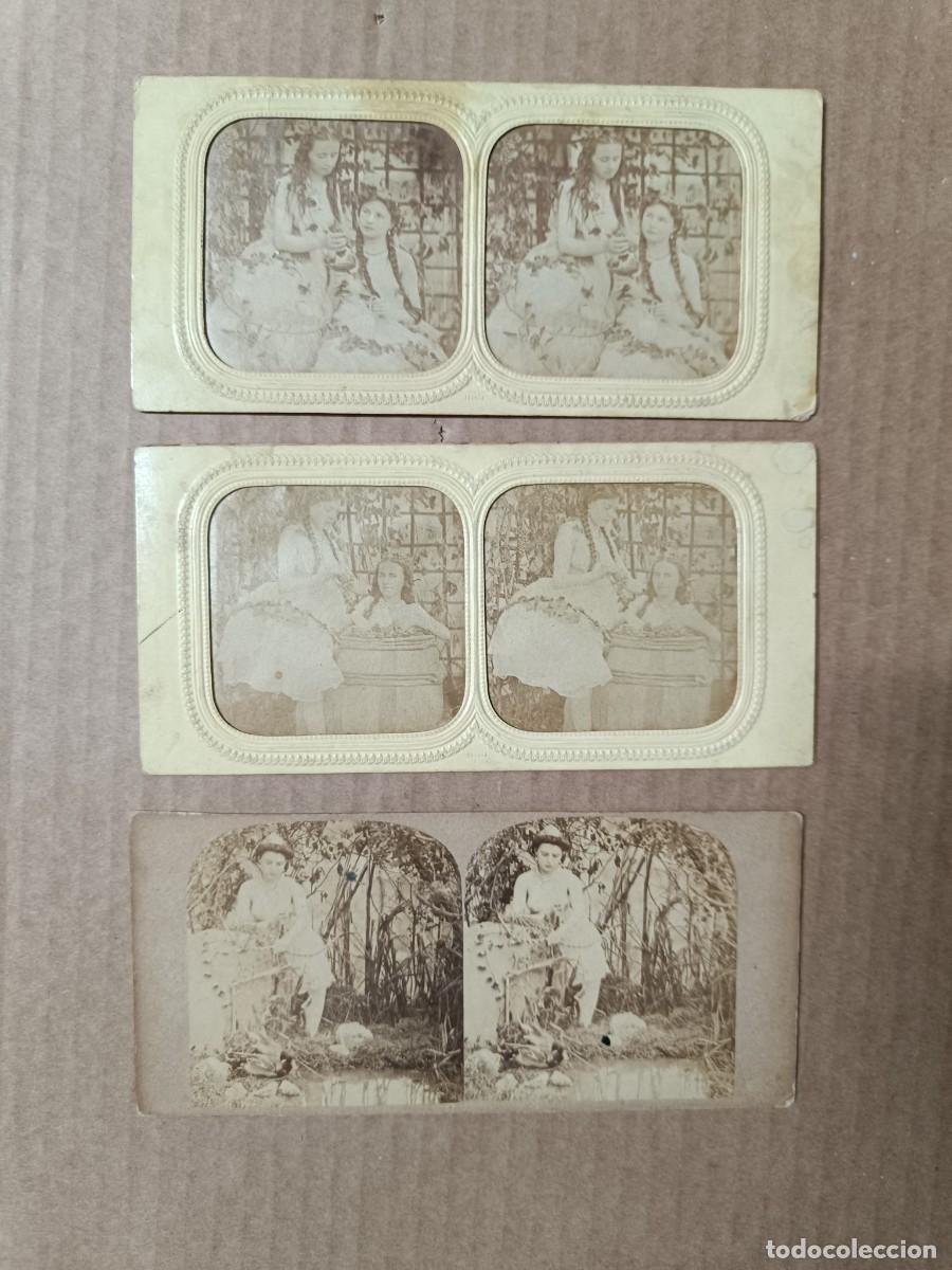 Fotograf&iacute;a antigua: LOTE DE 3 ANTIGUAS FOTOGRAFIAS ESTEREOSCOPICAS, MUJERES, FINAL S. XIX, FOTOS -P31