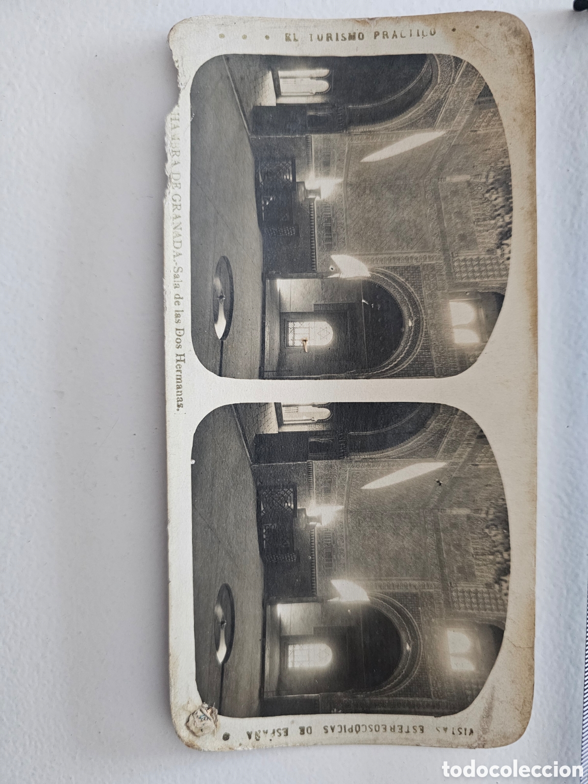 Fotograf&iacute;a antigua: Vista estereosc&oacute;pica Alhambra Granada Sala de Dos Hermanas. Ed. A. Mart&iacute;n c1910