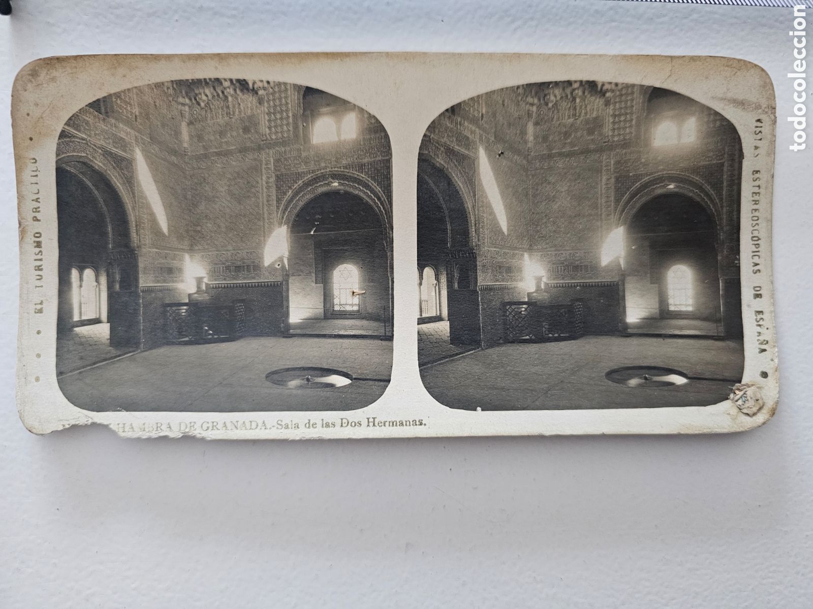 Fotograf&iacute;a antigua: Vista estereosc&oacute;pica Alhambra Granada Sala de Dos Hermanas. Ed. A. Mart&iacute;n c1910
