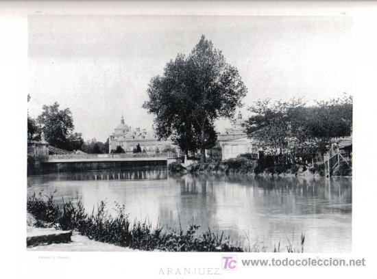 Fotografia antiga: HAUSER Y MENET, LAMINA FOTOGRAFICA DE  ARANJUEZ, VISTA DESDE EL JARDIN DEL PRINCIPE , 1890