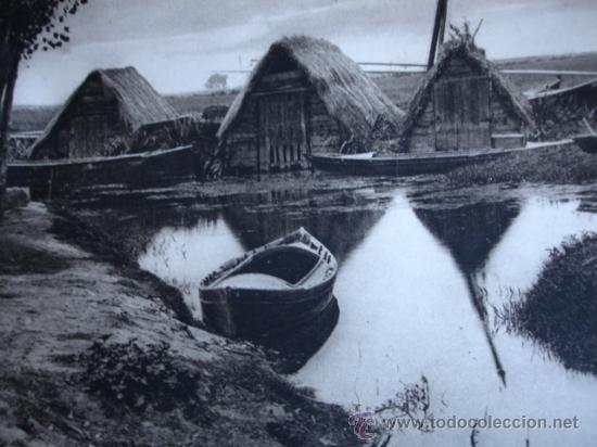 Fotografia antica: BARRACAS EN LA ALBUFERA,VALENCIA,1922,15X21,DE KURT HIELSCHER,DEL LIBRO. DAS UNBEKANNTE SPANIEN