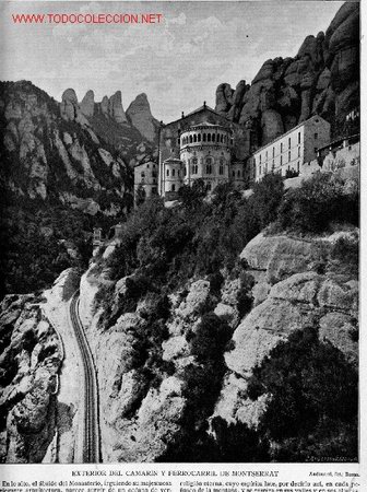 Fotograf&iacute;a antigua: EXTERIOR DEL CAMARIN Y FERROCARRIL DE MONTSERRAT