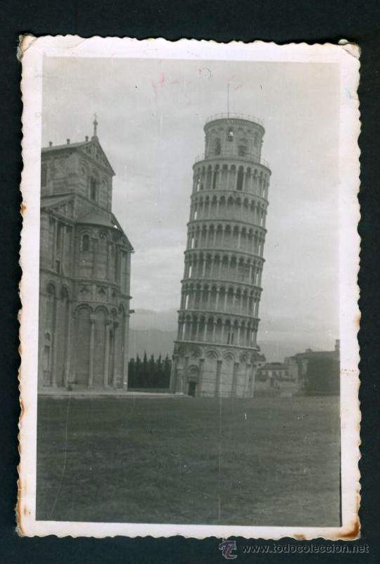 Fotograf&iacute;a antigua: FOTOGRAFIA ANTIGUA EN BLANCO Y NEGRO DE LA TORRE DE PISA