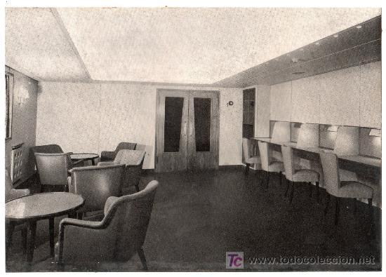 Alte Fotografie: COMPA&Ntilde;IA TRASATLANTICA. TURBONAVE BEGO&Ntilde;A, SALON ESCRITORIO