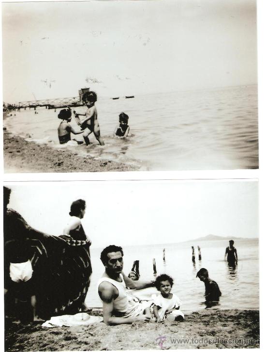 Photographie ancienne: DOS FOTOS DE NEGATIVO DE CELULOIDE NI&Ntilde;OS EN LA PLAYA A&Ntilde;OS 40.