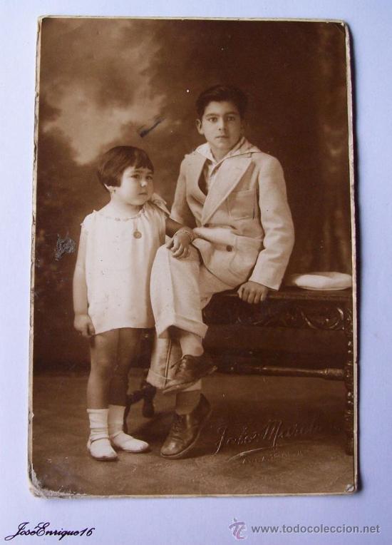 Photographie ancienne: SEPIA TWO BEAUTIFUL CHILDREN - DOS HERMOSOS NI&Ntilde;OS - deux beaux enfants - MONTEVIDEO - URUGUAY