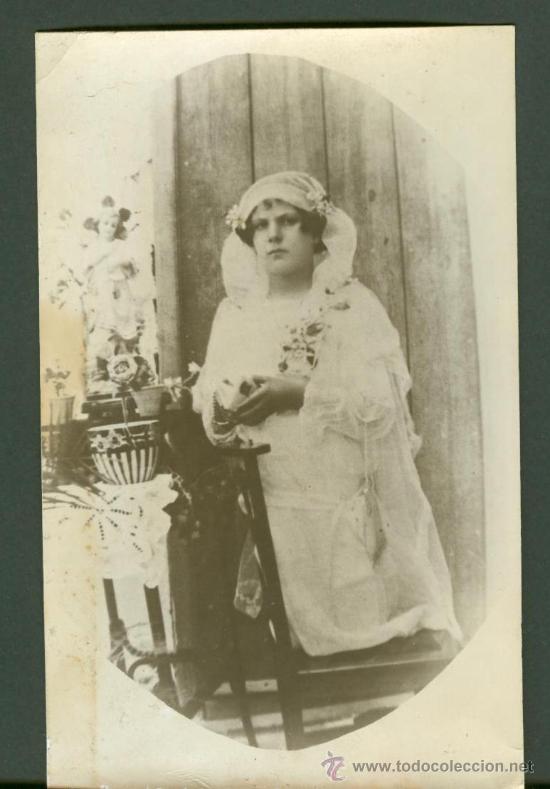 Fotograf&iacute;a antigua: UNA POSTAL FOTOGRAFICA DE UNA NI&Ntilde;A DE COMUNION. NO CIRCULADA. UNION POSTAL DE CORREOS.