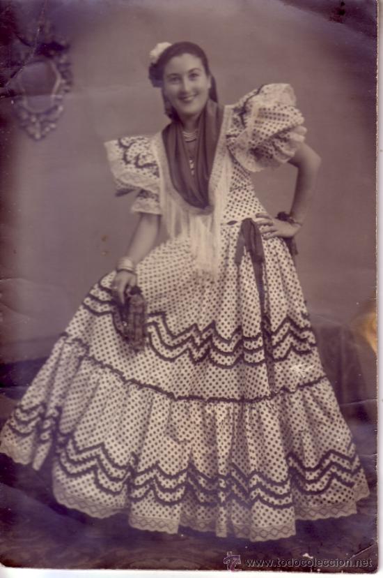 Fotografia antica: FOTOGRAFIA ANTIGUA DE UNA SE&Ntilde;ORA CON TRAJE DE FLAMENCA - 11X17 CM