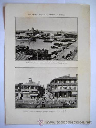 Fotograf&iacute;a antigua: Antigua L&aacute;mina Foto: EGIPTO : PORT-SAID : Compa&ntilde;&iacute;a Canal de Suez, Calle del Comercio. 1890