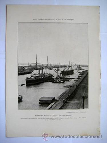 Fotograf&iacute;a antigua: Antigua L&aacute;mina Foto: PORT-SAID (Egipto) - La Entrada del Canal de Suez. 1890