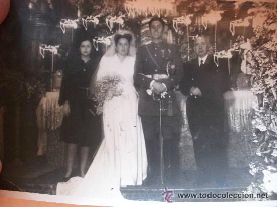 Fotograf&iacute;a antigua: FOTO BODA DE TENIENTE INGENIEROS CONDECORADO GUERRA CIVIL CON CORDON Y SABLE .CORDOBA ,..