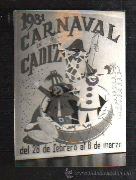 Fotograf&iacute;a antigua: FOTOGRAFIA DE CARTEL CANDIDATO A CARTEL CARNAVAL DE CADIZ 1981. FOTO JUMAN. 13 X 18CM.