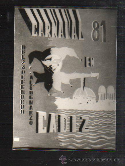 Fotograf&iacute;a antigua: FOTOGRAFIA DE CARTEL CANDIDATO A CARTEL CARNAVAL DE CADIZ 1981. FOTO JUMAN. 13 X 18CM.
