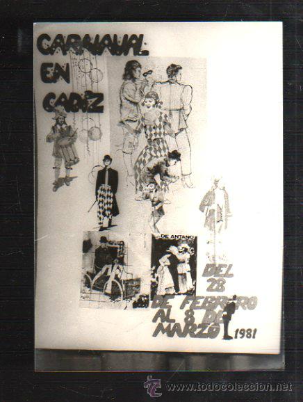 Fotograf&iacute;a antigua: FOTOGRAFIA DE CARTEL CANDIDATO A CARTEL CARNAVAL DE CADIZ 1981. FOTO JUMAN. 13 X 18CM.