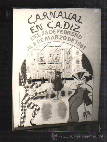 Fotograf&iacute;a antigua: FOTOGRAFIA DE CARTEL CANDIDATO A CARTEL CARNAVAL DE CADIZ 1981. FOTO JUMAN. 13 X 18CM.
