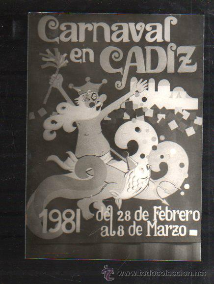 Fotograf&iacute;a antigua: FOTOGRAFIA DE CARTEL CANDIDATO A CARTEL CARNAVAL DE CADIZ 1981. FOTO JUMAN. 13 X 18CM.