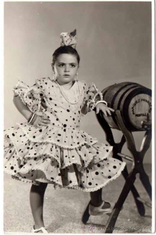 Fotografia antiga: FOTOGRAFIA NI&Ntilde;A VESTIDA DE FLAMENCA,90X140MM