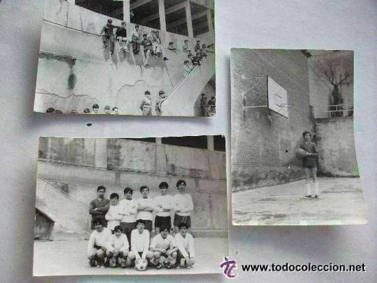 Antique Photography: LOTE DE 3 FOTOS DEL MISMO NI&Ntilde;O EN EL COLEGIO : FUTBOL, BALONCESTO, ETC . A&Ntilde;OS 60 ..  7,5 x 10,5 cm .