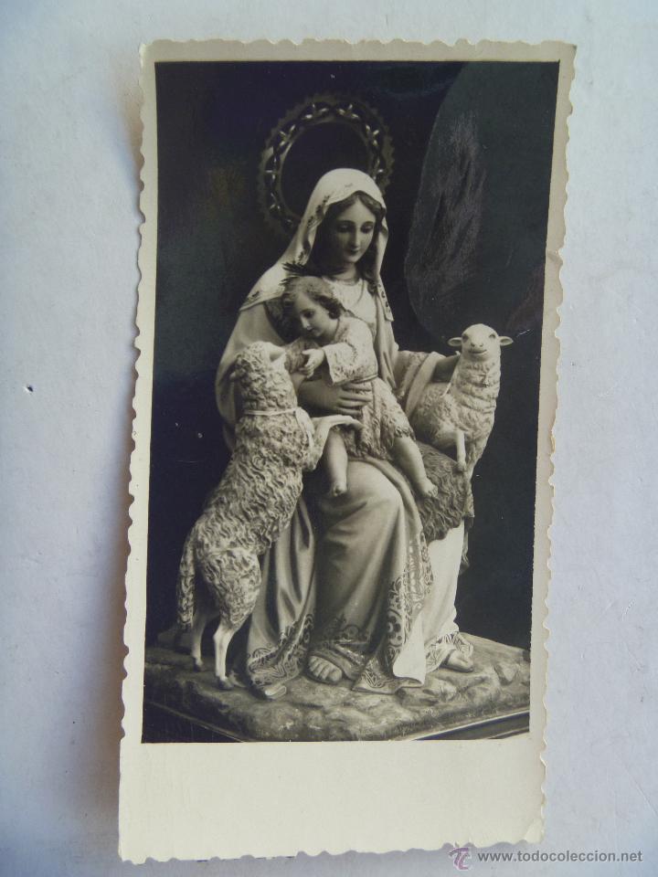 Fotograf&iacute;a antigua: FOTO DE VIRGEN CON NI&Ntilde;O JESUS Y OVEJITAS .. A&Ntilde;OS 50