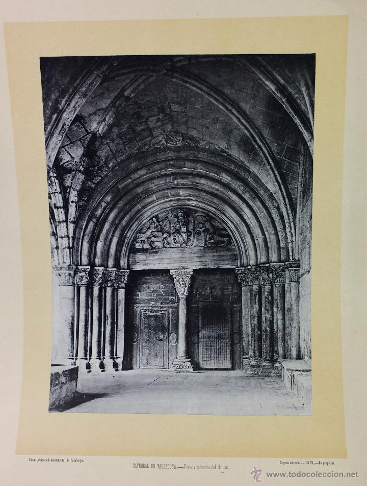 Fotograf&iacute;a antigua: CATEDRAL DE TARRAGONA, PORTADA, FOTOT&Iacute;PIA 1879. 22x30cm. Soporte: 39x50cm. Sello seco.