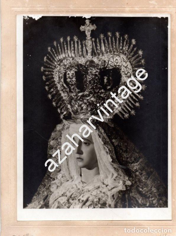 Fotograf&iacute;a antigua: ANTIQUISIMA FOTOGRAFIA DE LA VIRGEN DE LOS DOLORES DE LEBRIJA,SEVILLA,180X240MM