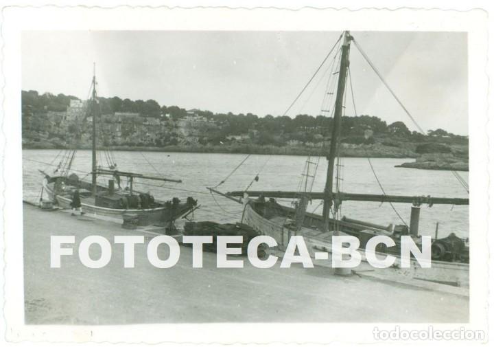 Antique Photography: FOTO ORIGINAL CIUDAD COSTERA PUERTO BARCAS PESCADORES A&Ntilde;OS 40 ESPA&Ntilde;A 8X5,5 CM