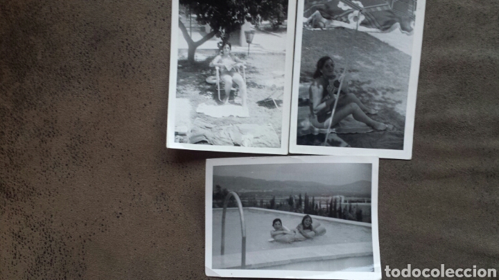 Alte Fotografie: 3 fotos en la piscina Alcoy . A&ntilde;os 60