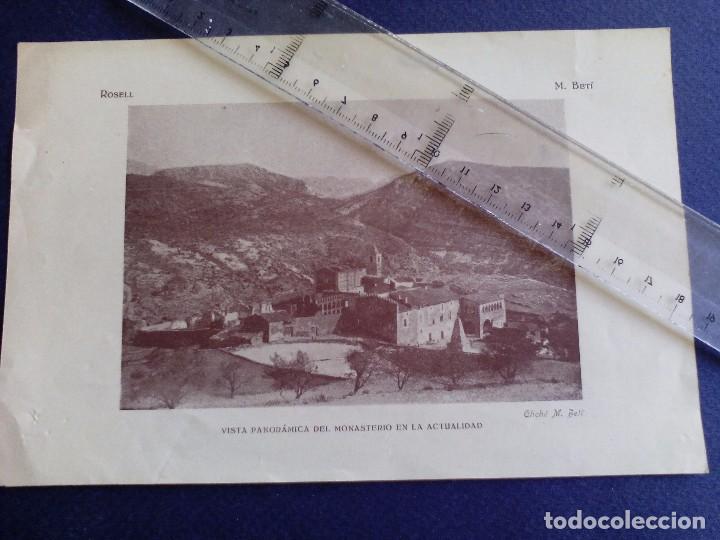 Fotografia antica: lamina vista rosell (castellon) panoramica del monasterio en la actualidad - cliche M.Beti 19x13 c.m