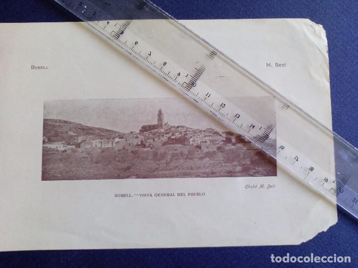 Fotograf&iacute;a antigua: lamina vista rosell (castellon) vista general del pueblo - cliche M.Beti 19x13 c.m