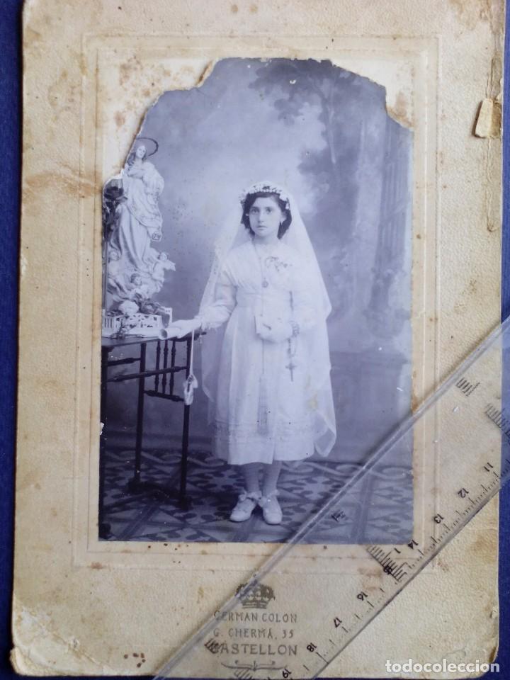 Fotograf&iacute;a antigua: antigua foto de estudio - ni&ntilde;a - fotografo - german colon - carton duro - castellon - 15,50x10,5 c.m
