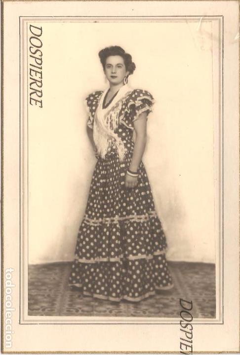 Fotografia antiga: FOTOGRAF&Iacute;A, MUJER CON TRAJE DE FLAMENCA, A&Ntilde;OS 40-50 FOT&Oacute;GRAFO SERRACER-SEVILLA