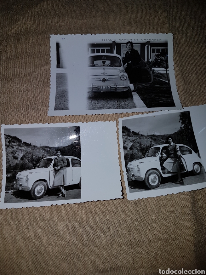 Fotograf&iacute;a antigua: Lote 3 foto fotografias seat seiscientos estadio Ramon Carranza 1960