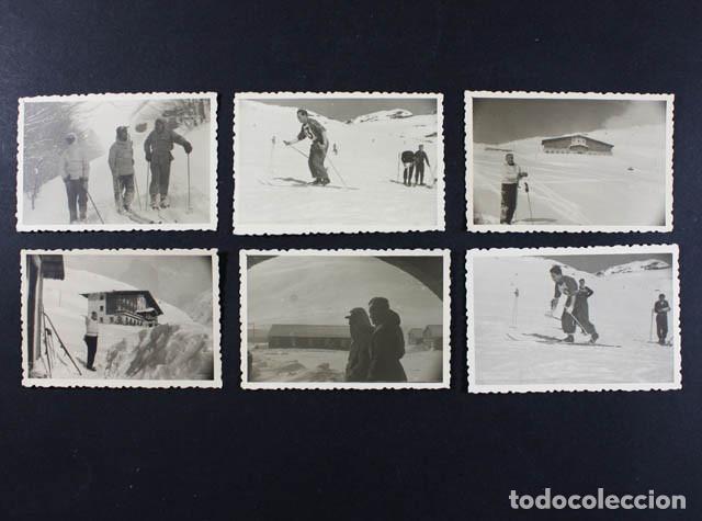 Fotograf&iacute;a antigua: LOTE 6 FOTOS MONTA&Ntilde;EROS ESQUIADORES 1954 5,50 X 8,50 CM