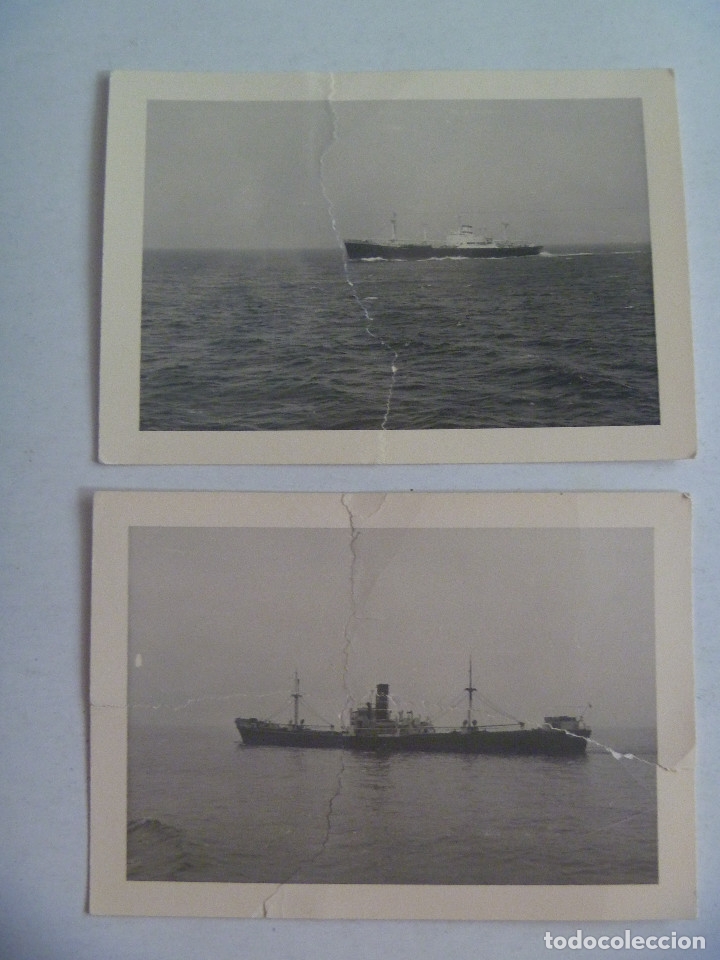 Alte Fotografie: LOTE DE 2 FOTOS DE BARCOS CRUZANDO EL ESTRECHO DE GIBRALTAR . ALGECIRAS , 1967 Y 1968